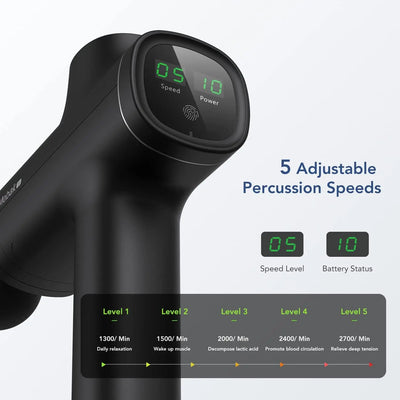 Mebak 5, tragbare Massagepistole, Tiefengewebemassagegerät, tragbares elektrisches Körpermuskelmassagegerät, leichte Percussion-Massagepistole