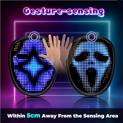 LED-Maske mit Gestenerkennung, elektronische leuchtende Kindermaske für Halloween, Party, Festival, Leistung, leuchtende Kindermaske