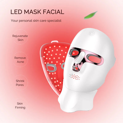 LED-Maske für Gesicht und Hals, 7 Farben, Photon-Haut, Schönheit, rotes Licht, Gesichtsmaske, Hautverjüngung, kabellose wiederaufladbare Licht-Gesichtsmaske