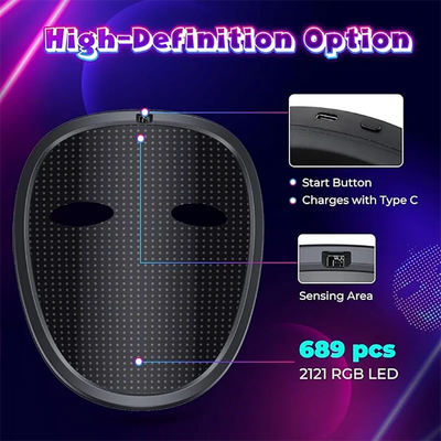 LED-Maske mit Gestenerkennung, elektronische leuchtende Kindermaske für Halloween, Party, Festival, Leistung, leuchtende Kindermaske