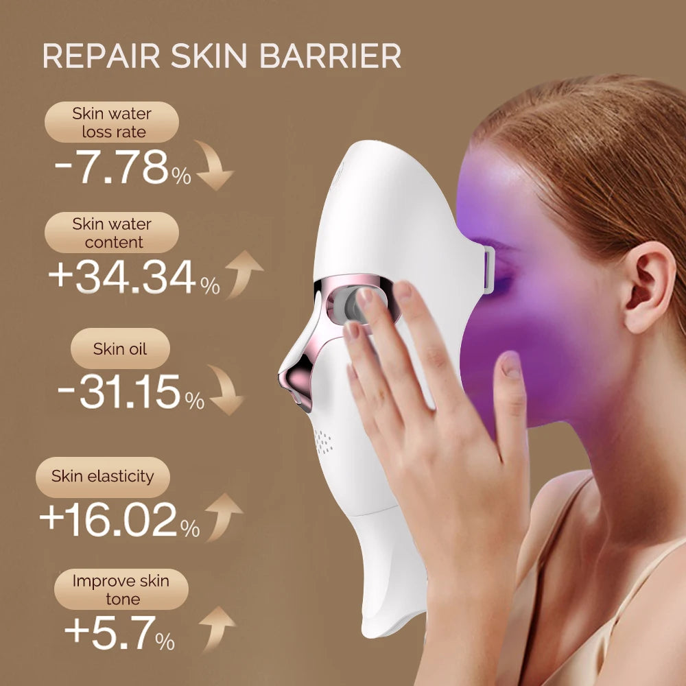 LED-Maske für Gesicht und Hals, 7 Farben, Photon-Haut, Schönheit, rotes Licht, Gesichtsmaske, Hautverjüngung, kabellose wiederaufladbare Licht-Gesichtsmaske
