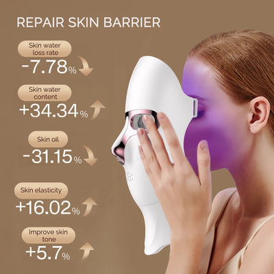 LED-Maske für Gesicht und Hals, 7 Farben, Photon-Haut, Schönheit, rotes Licht, Gesichtsmaske, Hautverjüngung, kabellose wiederaufladbare Licht-Gesichtsmaske