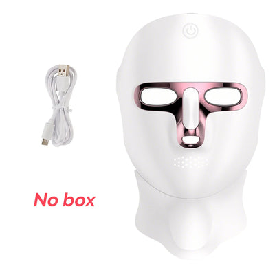 LED-Maske für Gesicht und Hals, 7 Farben, Photon-Haut, Schönheit, rotes Licht, Gesichtsmaske, Hautverjüngung, kabellose wiederaufladbare Licht-Gesichtsmaske