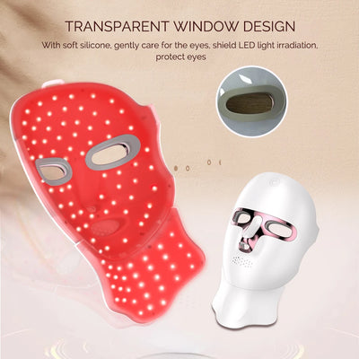 LED-Maske für Gesicht und Hals, 7 Farben, Photon-Haut, Schönheit, rotes Licht, Gesichtsmaske, Hautverjüngung, kabellose wiederaufladbare Licht-Gesichtsmaske