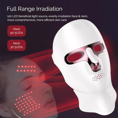 LED-Maske für Gesicht und Hals, 7 Farben, Photon-Haut, Schönheit, rotes Licht, Gesichtsmaske, Hautverjüngung, kabellose wiederaufladbare Licht-Gesichtsmaske