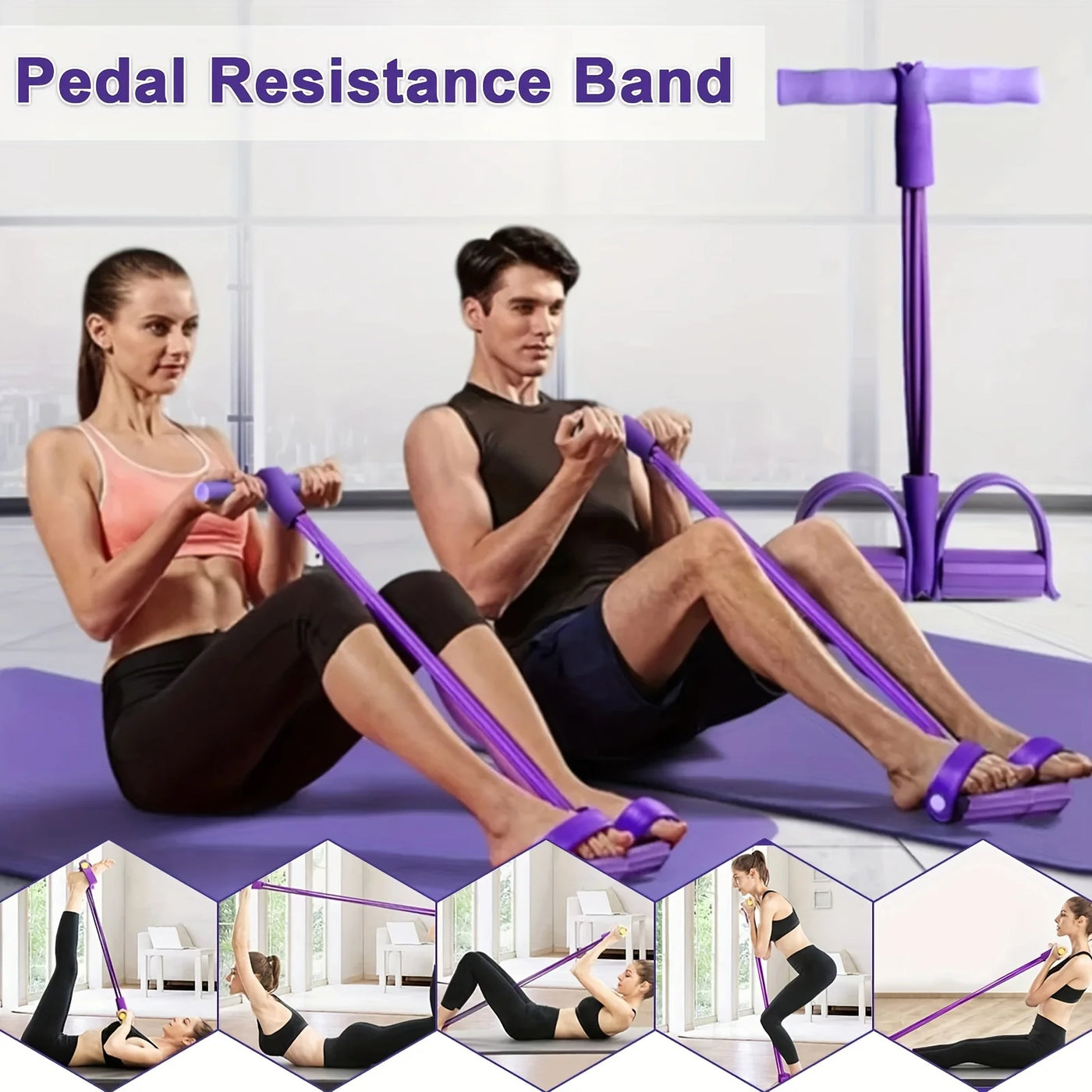 Elastisches Widerstands band für Yoga-Pedal traktion, 8-förmiger Griff, Fitness-Widerstands band, geeignet für Bauch/Taille/Arm/Bein
