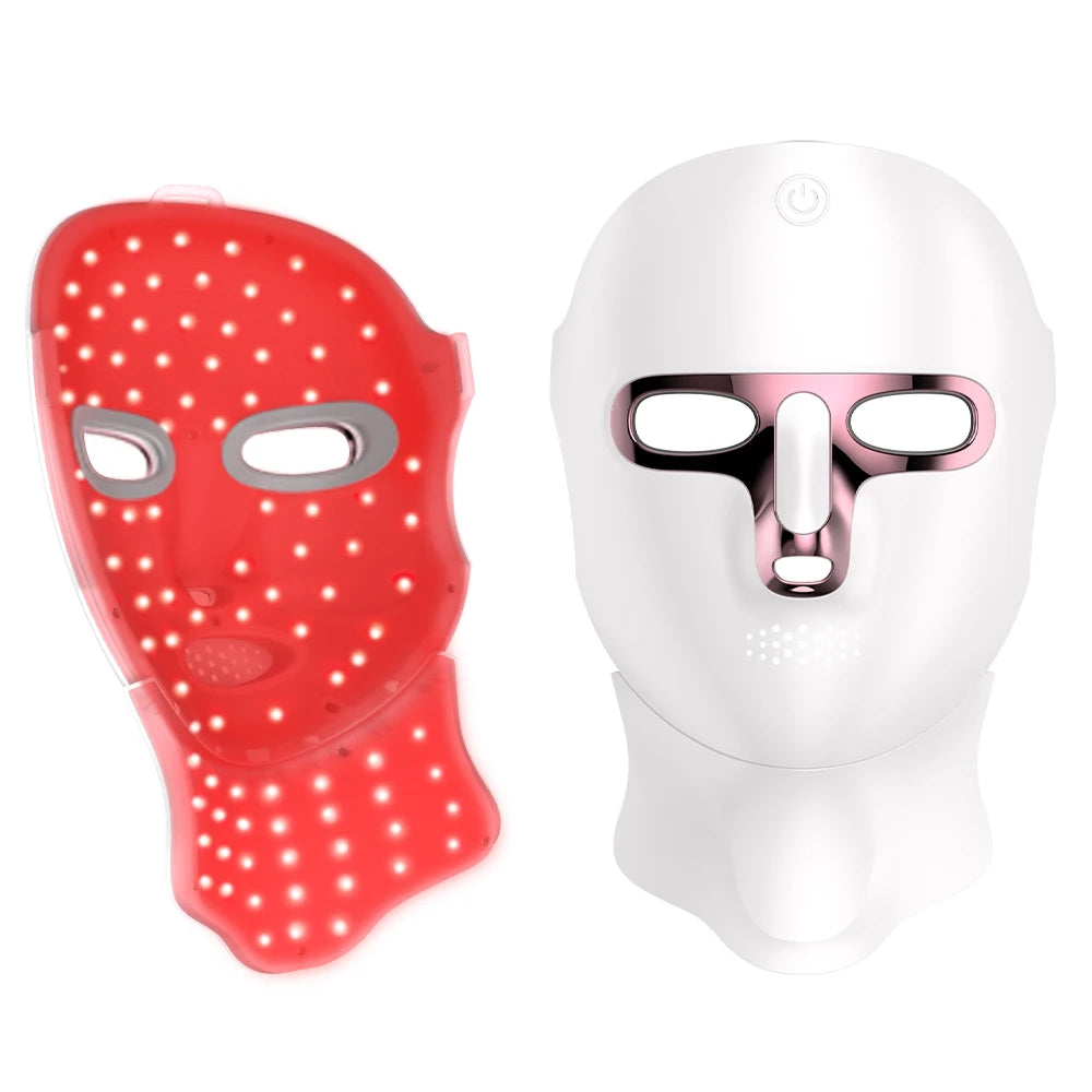 LED-Maske für Gesicht und Hals, 7 Farben, Photon-Haut, Schönheit, rotes Licht, Gesichtsmaske, Hautverjüngung, kabellose wiederaufladbare Licht-Gesichtsmaske