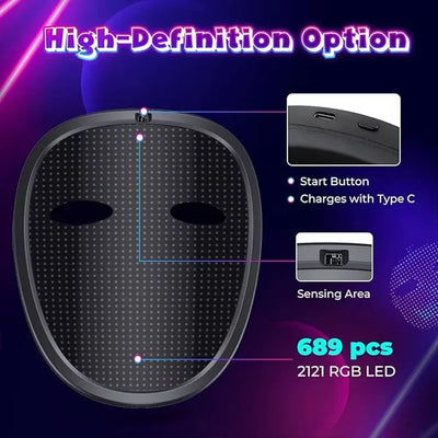 LED-Maske mit Gestenerkennung, elektronische leuchtende Kindermaske für Halloween, Party, Festival, Leistung, leuchtende Kindermaske