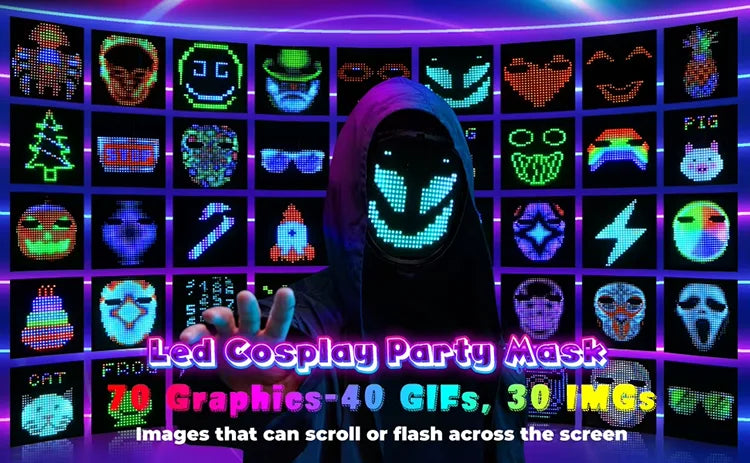 LED-Maske mit Gestenerkennung, elektronische leuchtende Kindermaske für Halloween, Party, Festival, Leistung, leuchtende Kindermaske