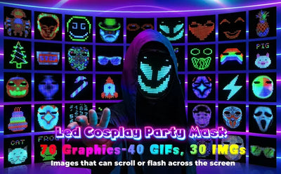 LED-Maske mit Gestenerkennung, elektronische leuchtende Kindermaske für Halloween, Party, Festival, Leistung, leuchtende Kindermaske