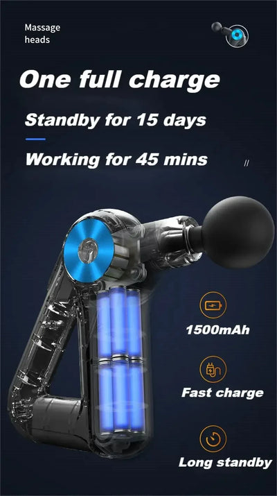 9 Köpfe, 9 Gänge, professionelle Gesamt-Fitness-Massagepistole, kleines goldenes Dreieck, lange Standby-Massagepistole
