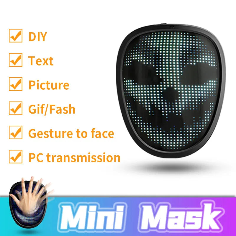 LED-Maske mit Gestenerkennung, elektronische leuchtende Kindermaske für Halloween, Party, Festival, Leistung, leuchtende Kindermaske