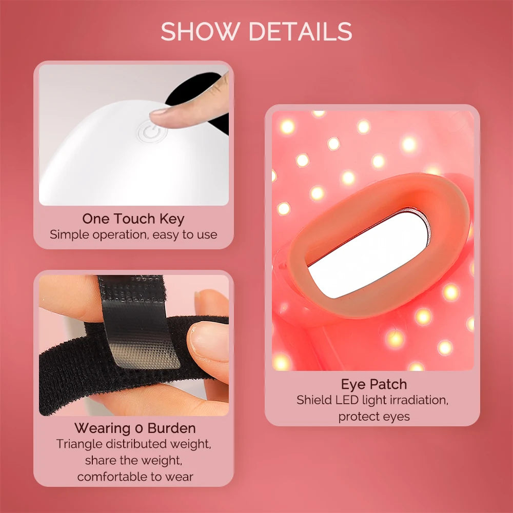LED-Maske für Gesicht und Hals, 7 Farben, Photon-Haut, Schönheit, rotes Licht, Gesichtsmaske, Hautverjüngung, kabellose wiederaufladbare Licht-Gesichtsmaske